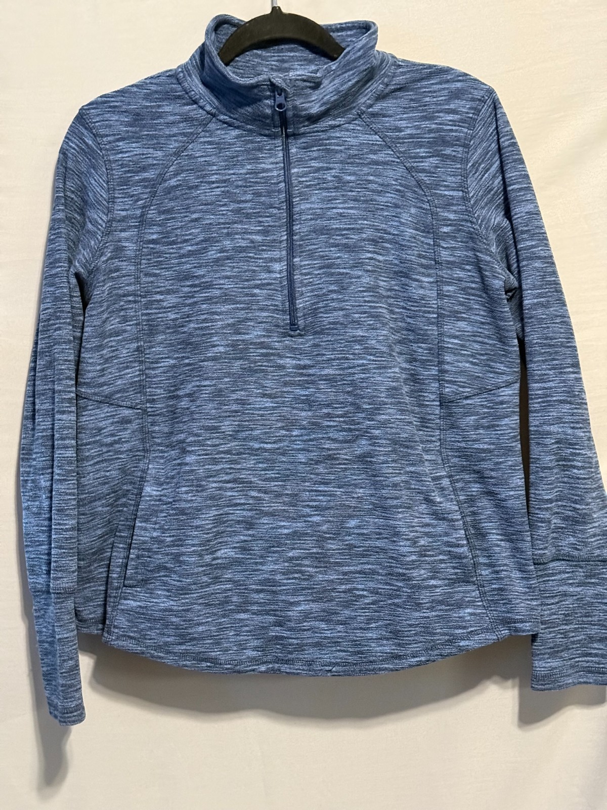 St. John's Bay Active Women's Petite L Blue Fleece 1/2 Zip Pullover