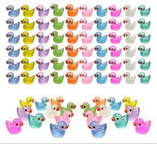 60 Pcs Mini Resin Ducks Luminous Tiny Ducks Miniature Duck Glow in The Dark for