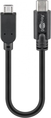 USB 2.0 Kabel USB-C  auf Micro-B, 0,2 m, schwarz 0,2m