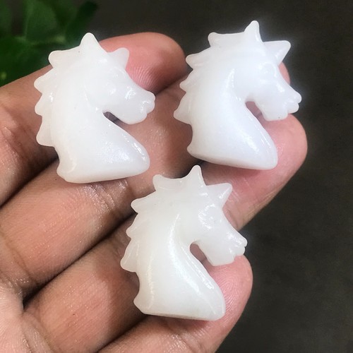 1pcs natural White jade unicorn skull quartz crystal carved Figurines 1" - Imagen 7 de 12