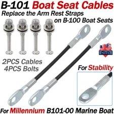 For Millennium B101-00 Marine Boat Seat Cables 7" 2Pk w Mount Bolt For Stability