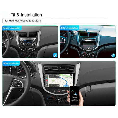 For 2012-2017 Hyundai Accent Radio with CarPlay and Android Auto GPS Stereo+Cam - Bild 2 von 19