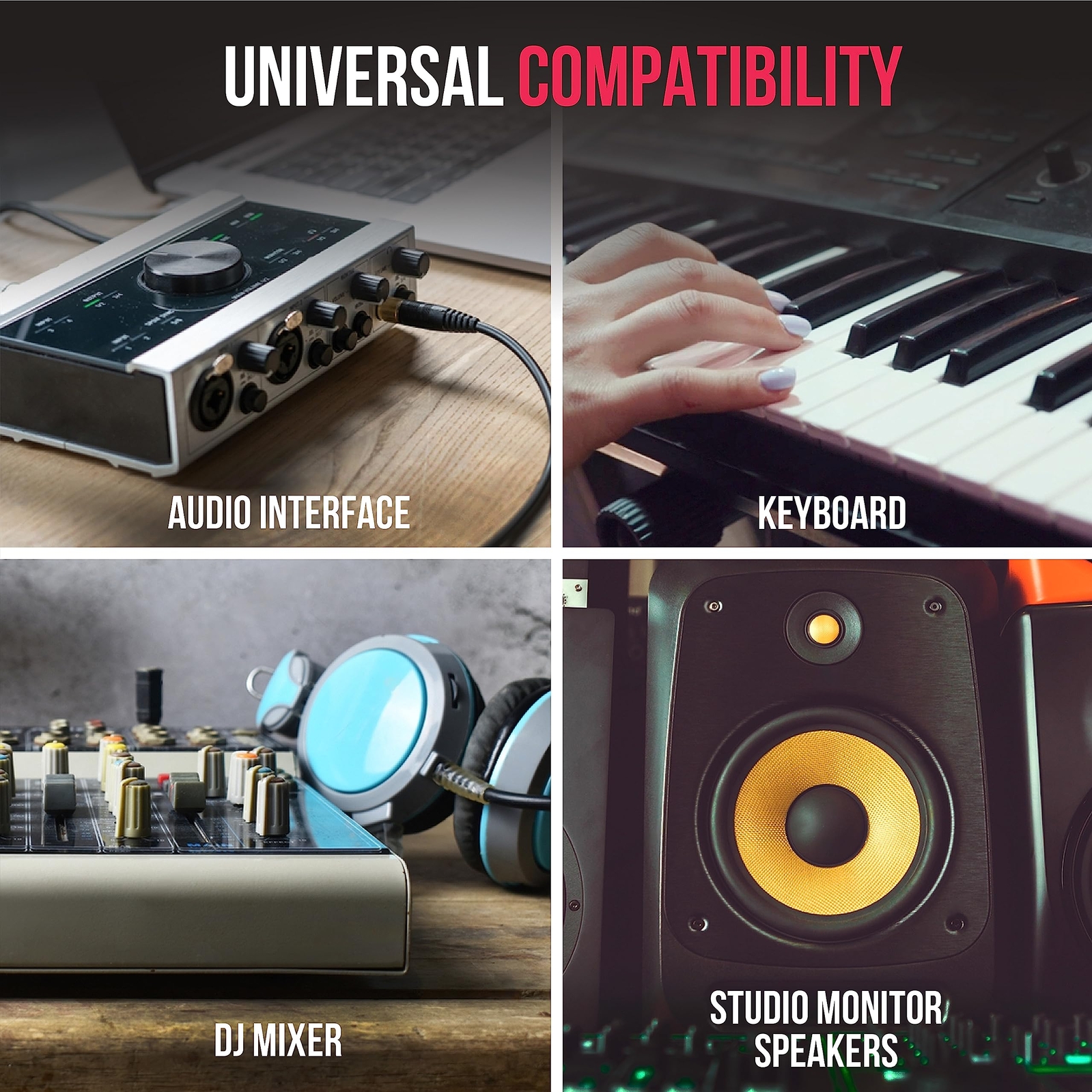 LyxPro 1/4'' TRS to 1/4'' TRS Male to Male Mic Connector, 75 Feet Audio Cable