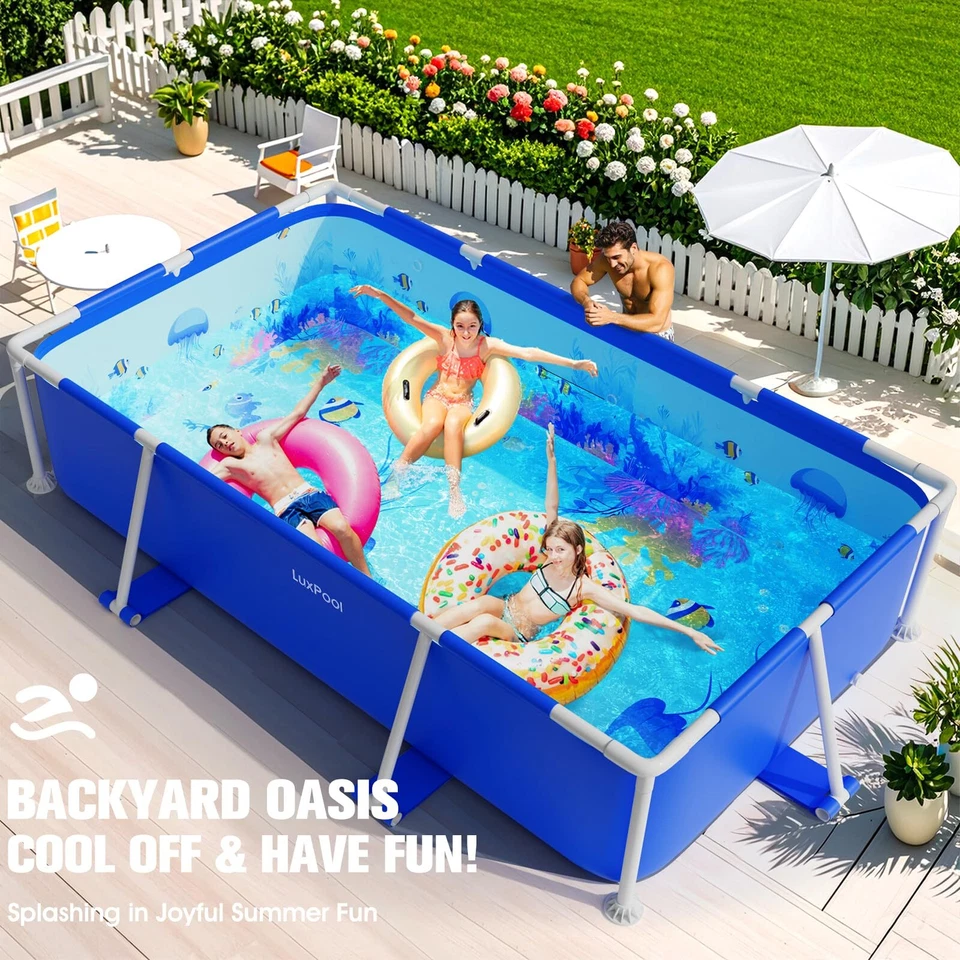 Piscina sobre el suelo LuxPool, piscina con marco de metal mejorado 2025, 7 pies x 48" Foto 2 de 4