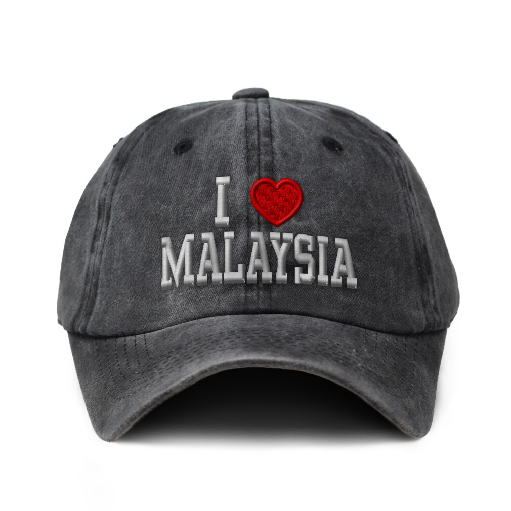 Soft Washed Baseball Cap I Love Malaysia I Love Cotton Dad Hats for Men & Women