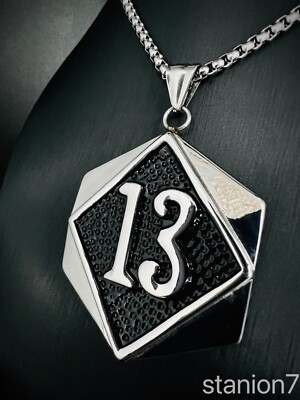 Glück Zahl Nummer 13 Anhänger Edelstahl Halskette Lucky Number Schmuck Biker 336