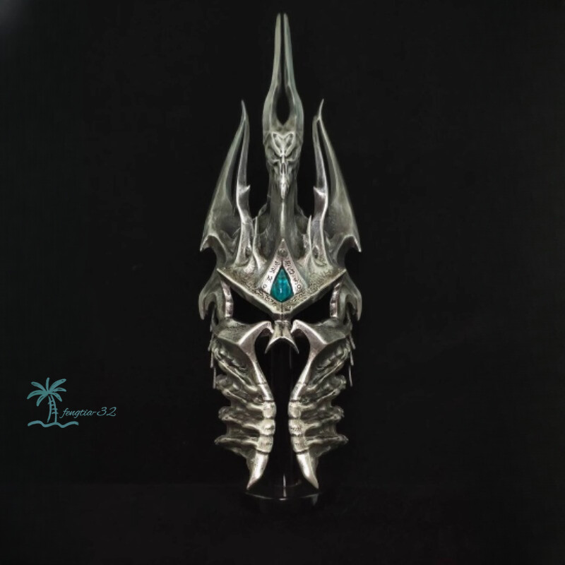 WOW Lich King Helm of Domination Model Polystone 1:1 Wearable on Stand 60cm NEW
