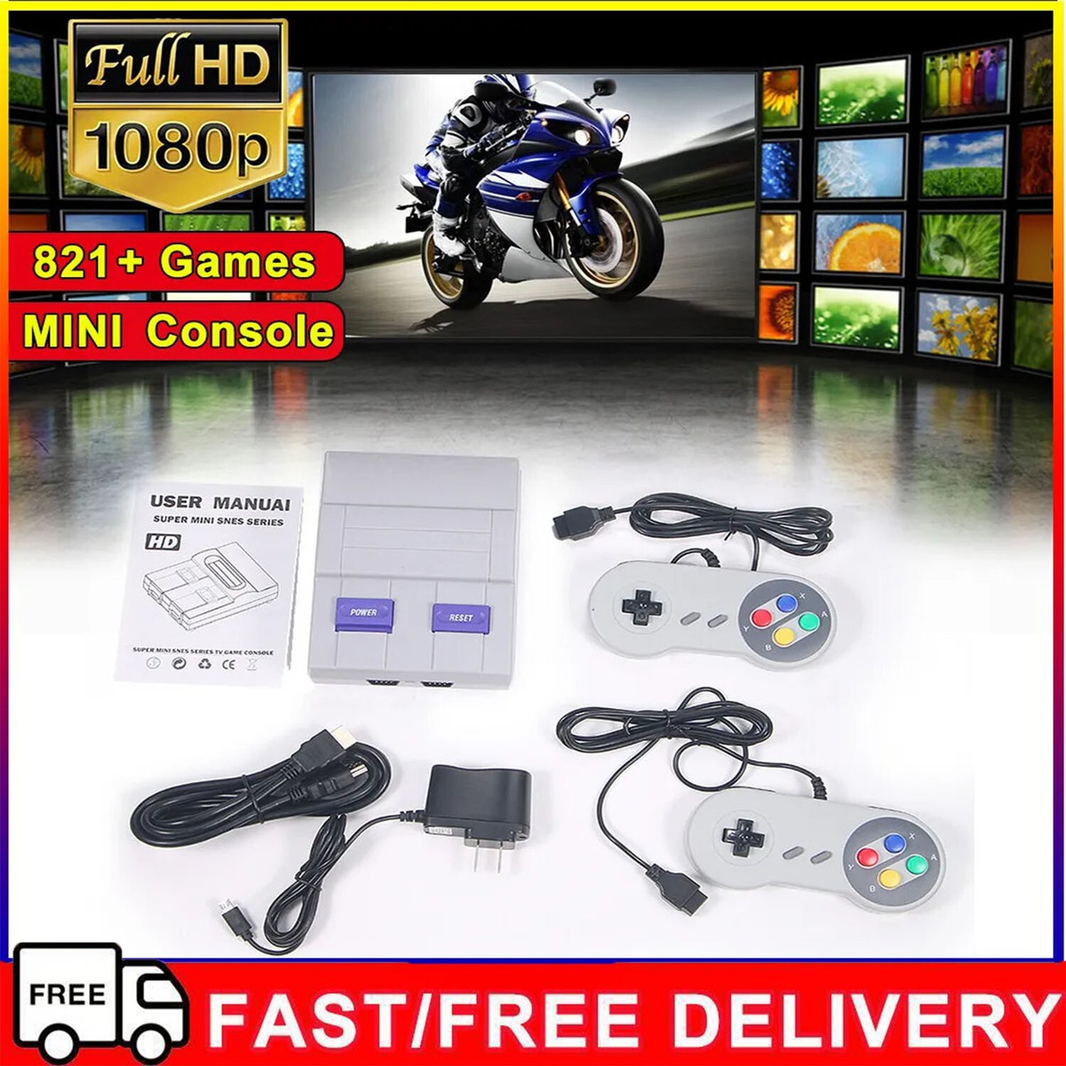 Retro Game Console HDMI, Super Mini System, Built in 821/620 Plug 