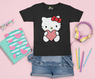 Kurom Hello Kitty Kinder T-Shirt Bio Baumwolle Geschenk Geburtstag Gr. 98 - 164