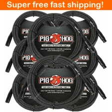 8 Pack Pig Hog PHM20BKW XLR High Performance B&W Microphone Cable, 20 Foot Ft 
