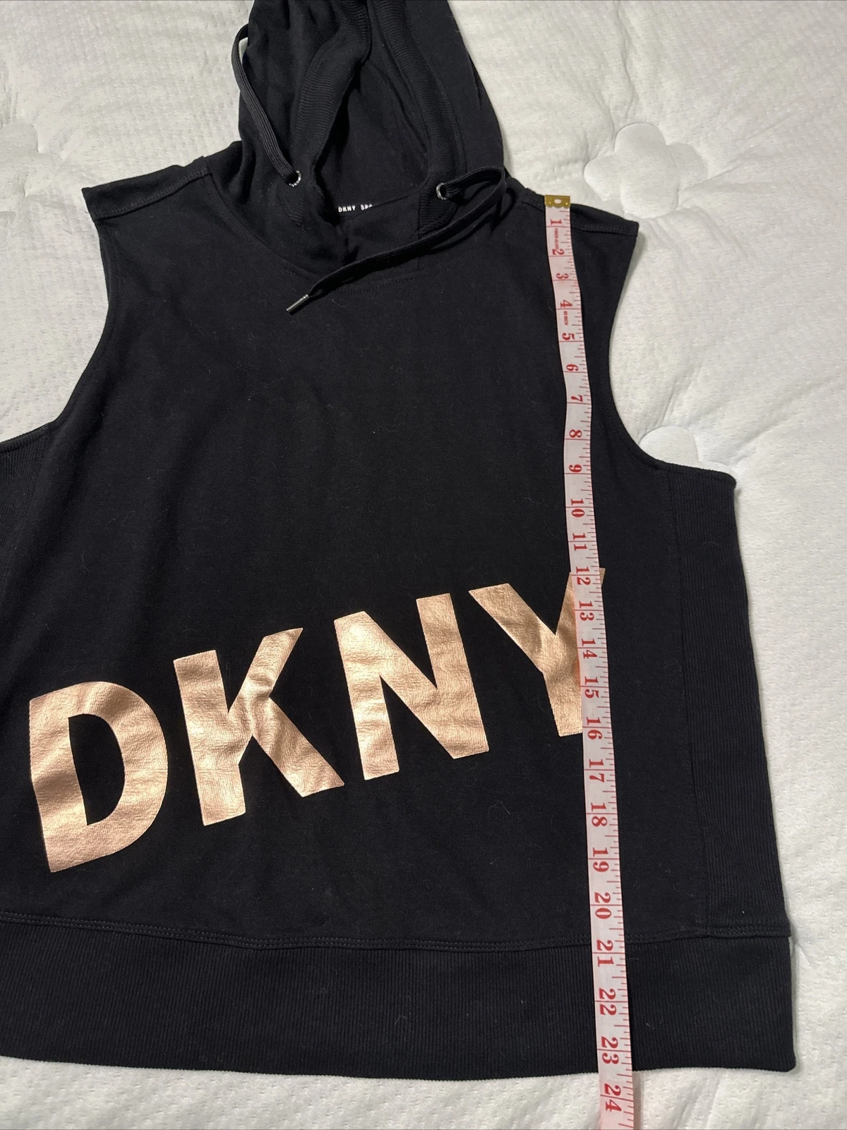 VETEMENTS Gilet con cappuccio atletica DKNY Sport donna pullover cordini senza maniche taglia L XL