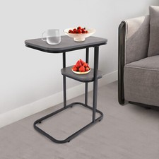 C-förmiger Beistelltisch, zweistöckiger Couchtisch, Sofatisch fürs Wohnzimmer