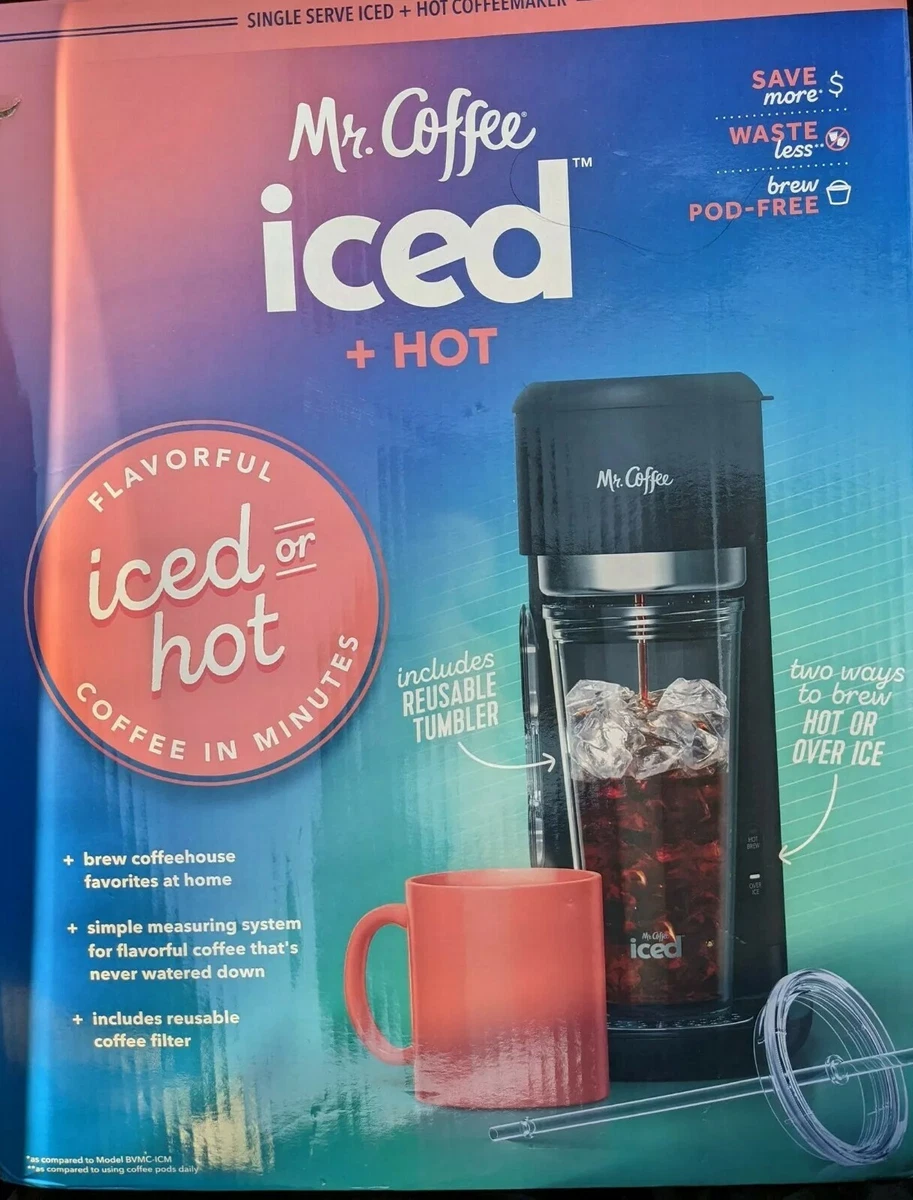 Mr. Coffee Single Serve Iced Coffee Pod Free Hot Coffee Maker
