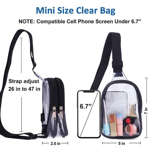 Transparent Crossbody Bag PVC Chest Bag Fashion Clear Sling Bag Women Men - Picture 2 of 6