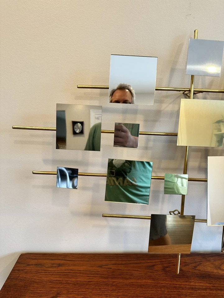 Винтаж 1970-е C Jere? Зеркальная настенная скульптура середины века современные капли дождя тяжелые - Изображение 4 из 4