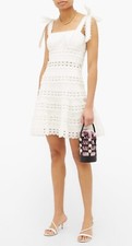 Zimmermann Kirra Tie Shoulder White Mini Dress in Zimm Size 0, UK 6. RRP £410