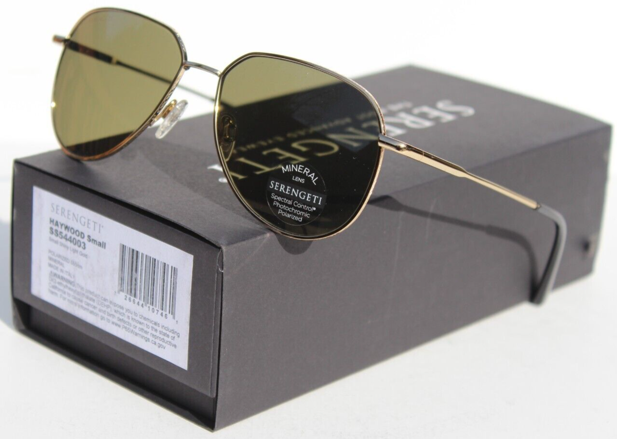 SERENGETI Haywood Small POLARIZED Sunglasses Light Gold/555nm NEW