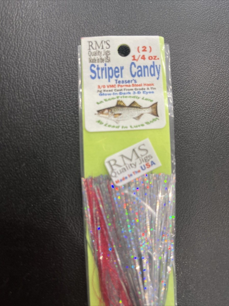 RMS Quality Jigs 2 Striper Candy Teasers 1/4oz 3/0 VMC Hook Red