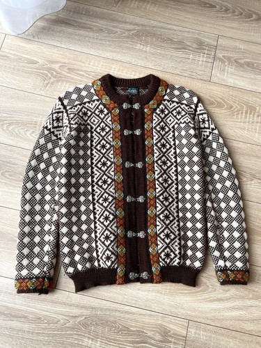 Vintage 90s Dale Of Norwey Knit Wool Nordic Fair Isle Cardigan Sweater Size M - Picture 10 of 15