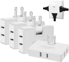 3 Way Flat Wall Outlet Extender Adapter- 4 Pack 180 Degrees Rotatable Flat Plug