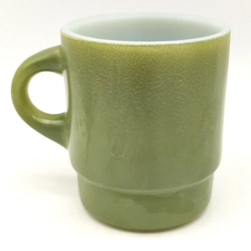 Anchor Hocking Fire King Avocado Green Round Handle Stackable Mug Coffee Cup