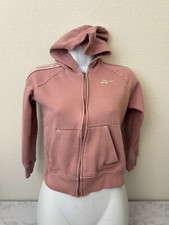 Reebok Sweater Womens M Pink Fleece Cotton Full Zip Up Hoodie Sweatshirt N
