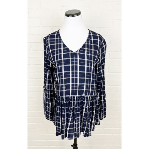 Top Péplum En Lin à Carreaux Current/Elliott - Taille M - Rouge - Neuf Avec étiquettes