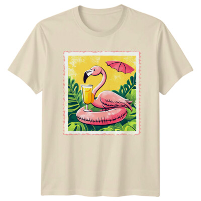 Flamingo Drink Pool Float Summer Vibes Damen T-Shirt Herren Grafik Tee