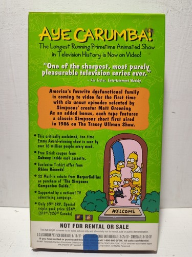 Best of The Simpsons Vol 2 Bart the General Moaning Lisa Preview VHS Screener - Picture 2 of 3