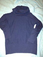 RALPH LAUREN Navy Blue PULL OVER COWL NECK SWEATER RIBBED TRIM XL. EUC