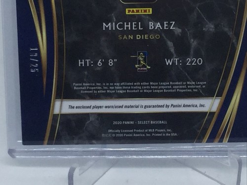 Michel Baez 2020 Select Rookie Patch Cracked Ice /25 RJS-MB 18/25 Prizm Padres - Picture 11 of 12
