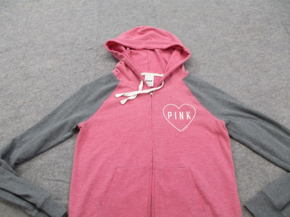 Victoria Secret розовый куртка женщин маленький серый полный молнии женщины с капюшоном сердце - Изображение 2 из 4