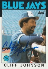 CLIFF JOHNSON TORONTO BLUE JAYS  SIGNED 1986 TOPPS CARD #348