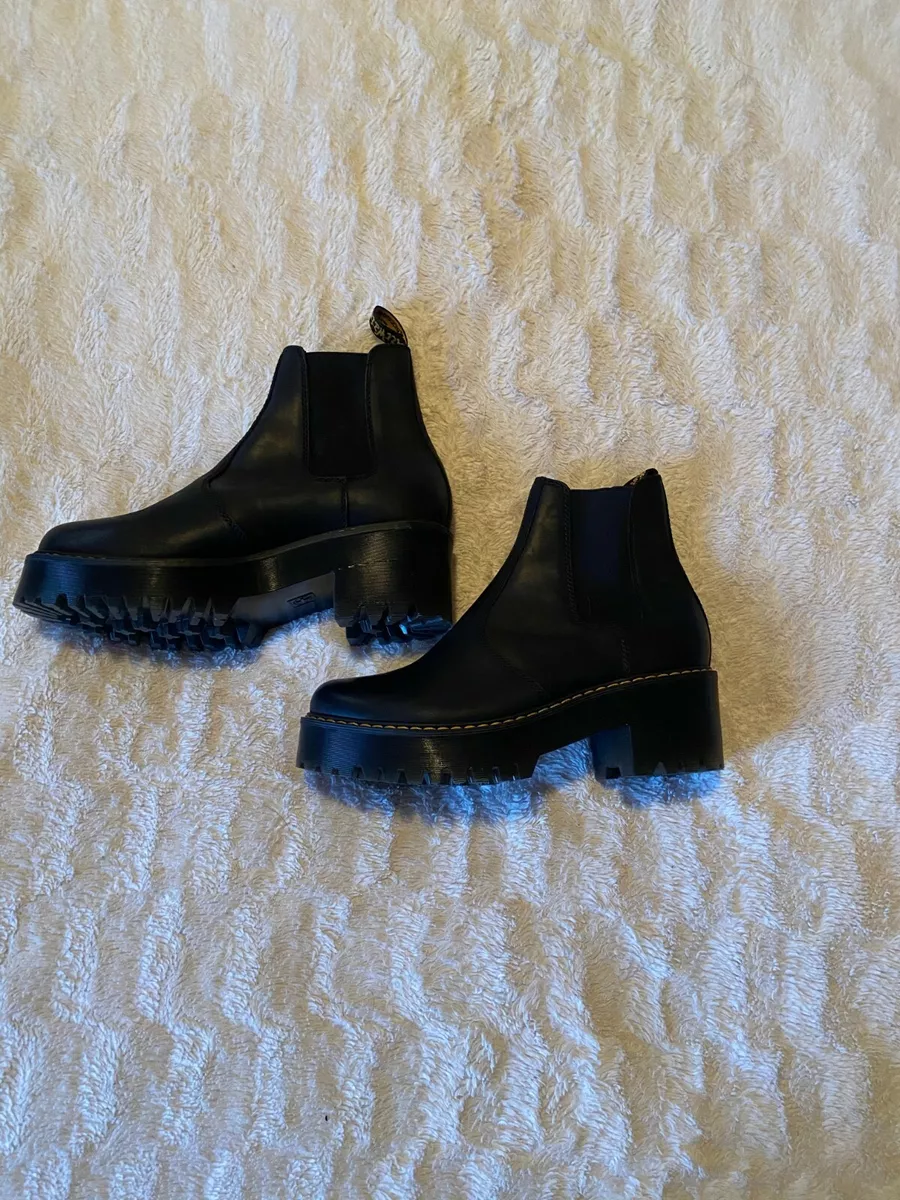 Dr martens rometty black leather heeled chelsea boots sale