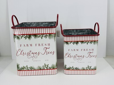 Raz Imports Farm Fresh Christmas Handled Containers (Set of 2) Read   Size