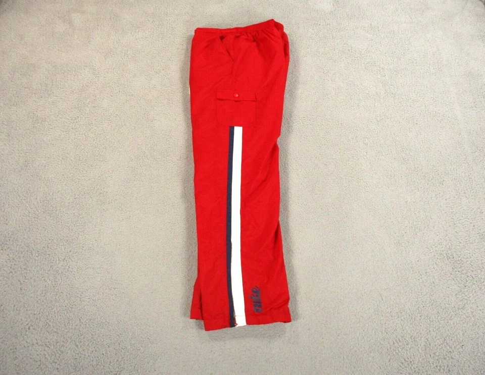 VINTAGE Nike Pants Girls XL 16 Red White Cargo Spell Out Nylon Windbreaker 90s - Image 2 of 4
