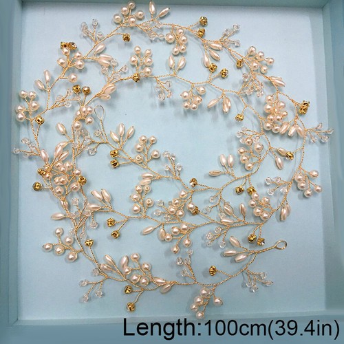 35/50/100cm Wedding Bridal Hair Vine Crystal Diamante Pearls Headpiece Headwear - Picture 8 of 22