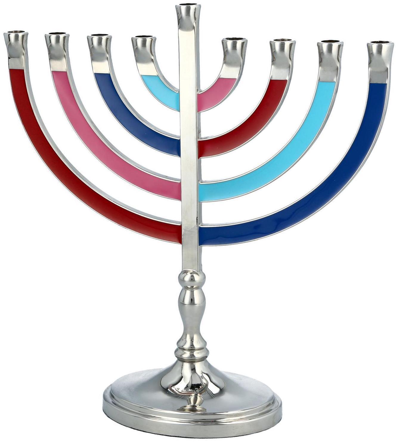 Hanukkah Menorah with 9 Branches 22cm Multicolour Jewish Candlestick Chanukah