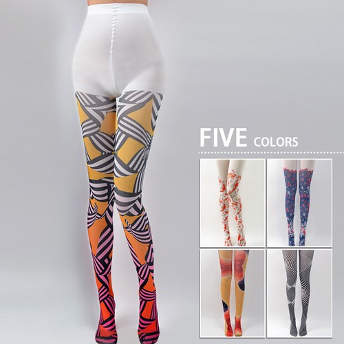 Women Girl Harajuku Tattoo Pattern Pantyhose 3D Tights Lolita Cosplay Stockings - Picture 2 of 17