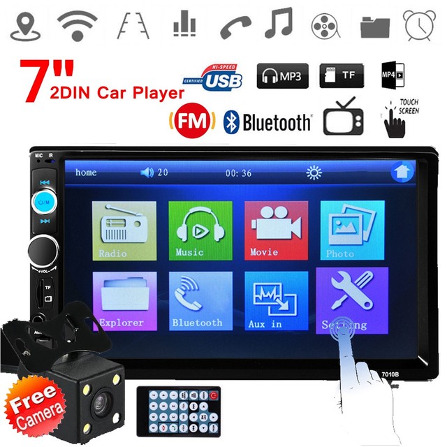 7'' 2DIN Car Bluetooth In-Dash Stereo Radio MP5 Player FM USB/AUX/TF with Camera