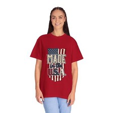Made in the USA Garment-Dyed Unisex T-Shirt, Casual Wear, July 4th, Father's Day