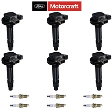 Ignition Coil + Motorcraft Iridium Spark Plug Set For 10-12 Ford Flex 3.5L V6