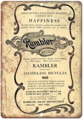 1901 Rambler Bicycles Vintage Ad Reproduction Metal Sign B374