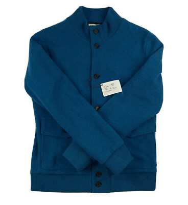 Caruso Blue Button Front Shirt Jacket Wool Cotton Stretch Sweater Size 40R NWT