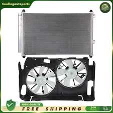 A/C Condenser & Radiator Condenser Cooling Fan Assembly For 2006-12 Toyota RAV4