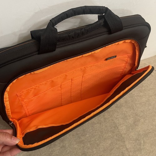 Solo Ace Slim Brief Laptop Briefcase Messenger Bag Black Orange Adjustable Strap - Picture 16 of 22