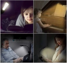 Rechargeable USB Clip-on LED Light Flexible Reading Beside Bed Camping Book Lamp