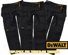 DEWALT MULTIPACK PRO TRADESMAN WORK TROUSERS BLACK WAIST SIZE 30-42" LEG 29-33"