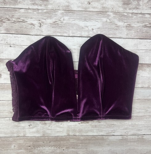 VICTORIA'S SECRET Medium Dream Angels Plum Lace Velvet Corset Bra Bustier NWT