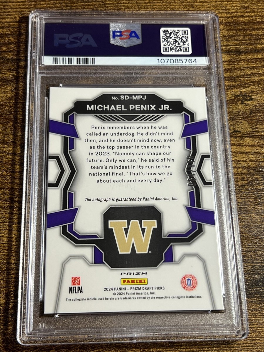 MICHAEL PENIX JR 2024 Prizm Draft Picks Signing Day Blue Auto /149